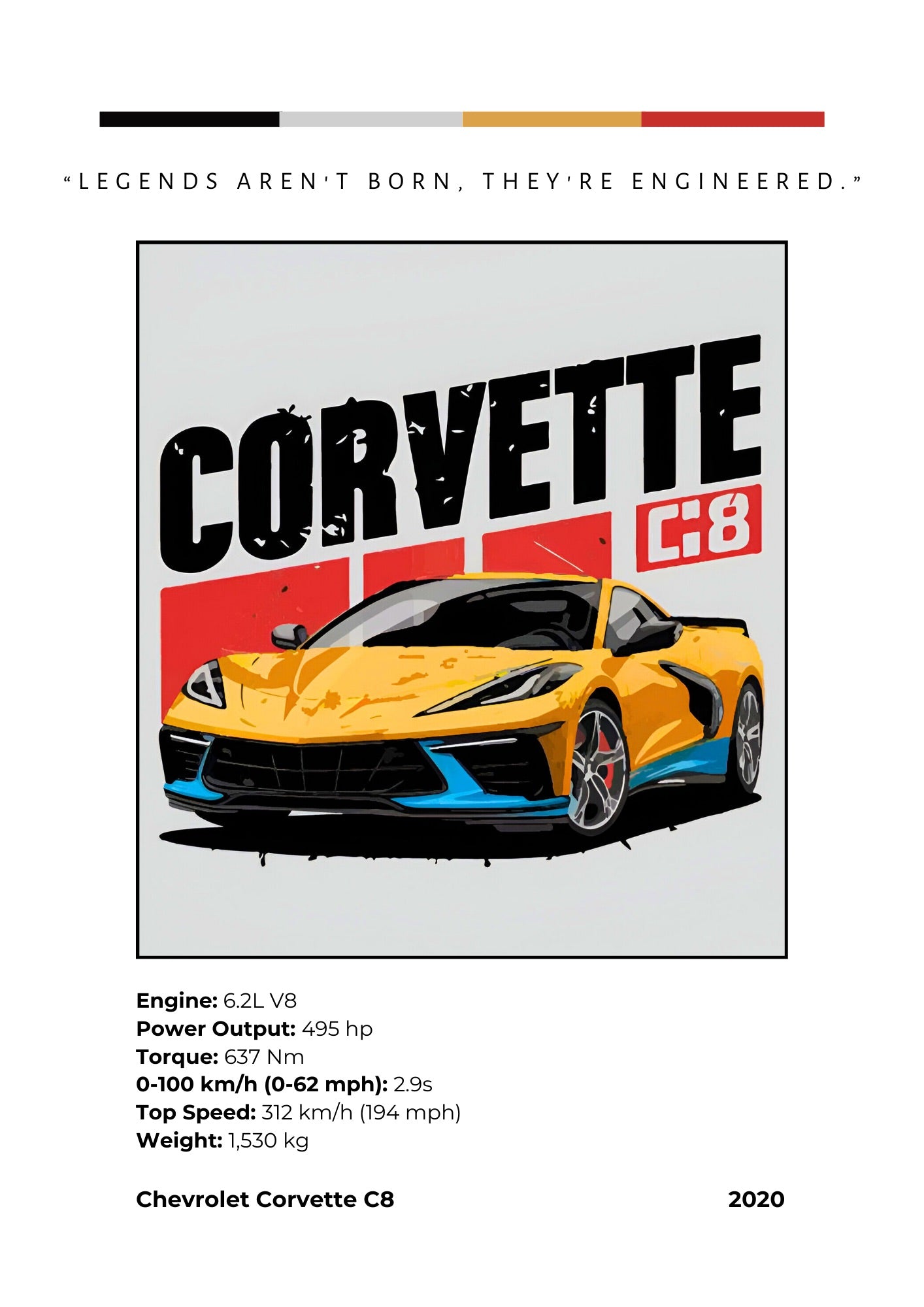 Candid Apricot presents Corvette Vision: Tribute to Performance automotive poster and frame.