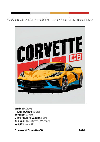 Candid Apricot presents Corvette Vision: Tribute to Performance automotive poster and frame.