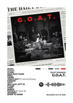 Celebrate the global success of G.O.A.T. with this striking album cover poster. A tribute to Diljit Dosanjh’s powerful vocals, Punjabi pride, and unstoppable energy.
