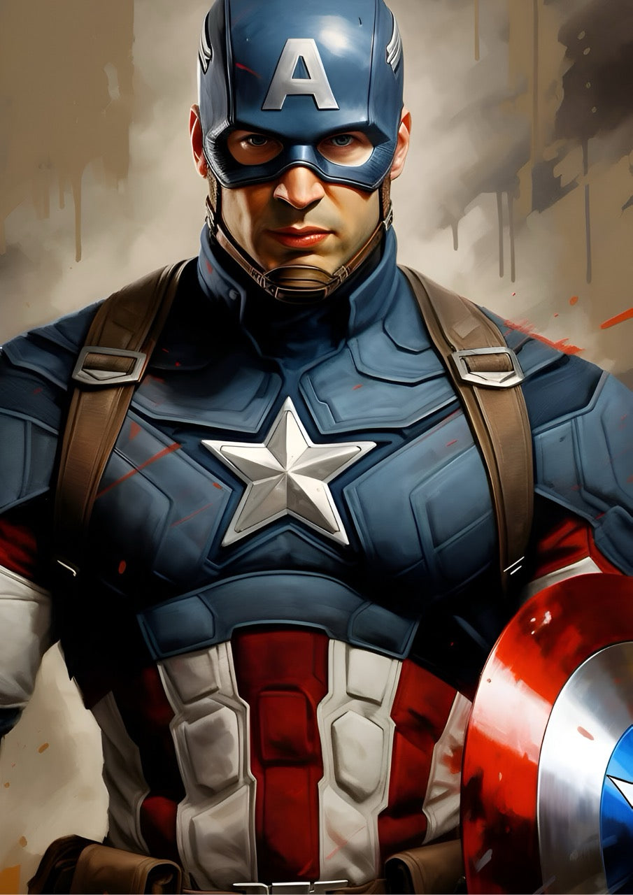 Candid Apricot presents Dynamic Captain America ART movie poster and frame.