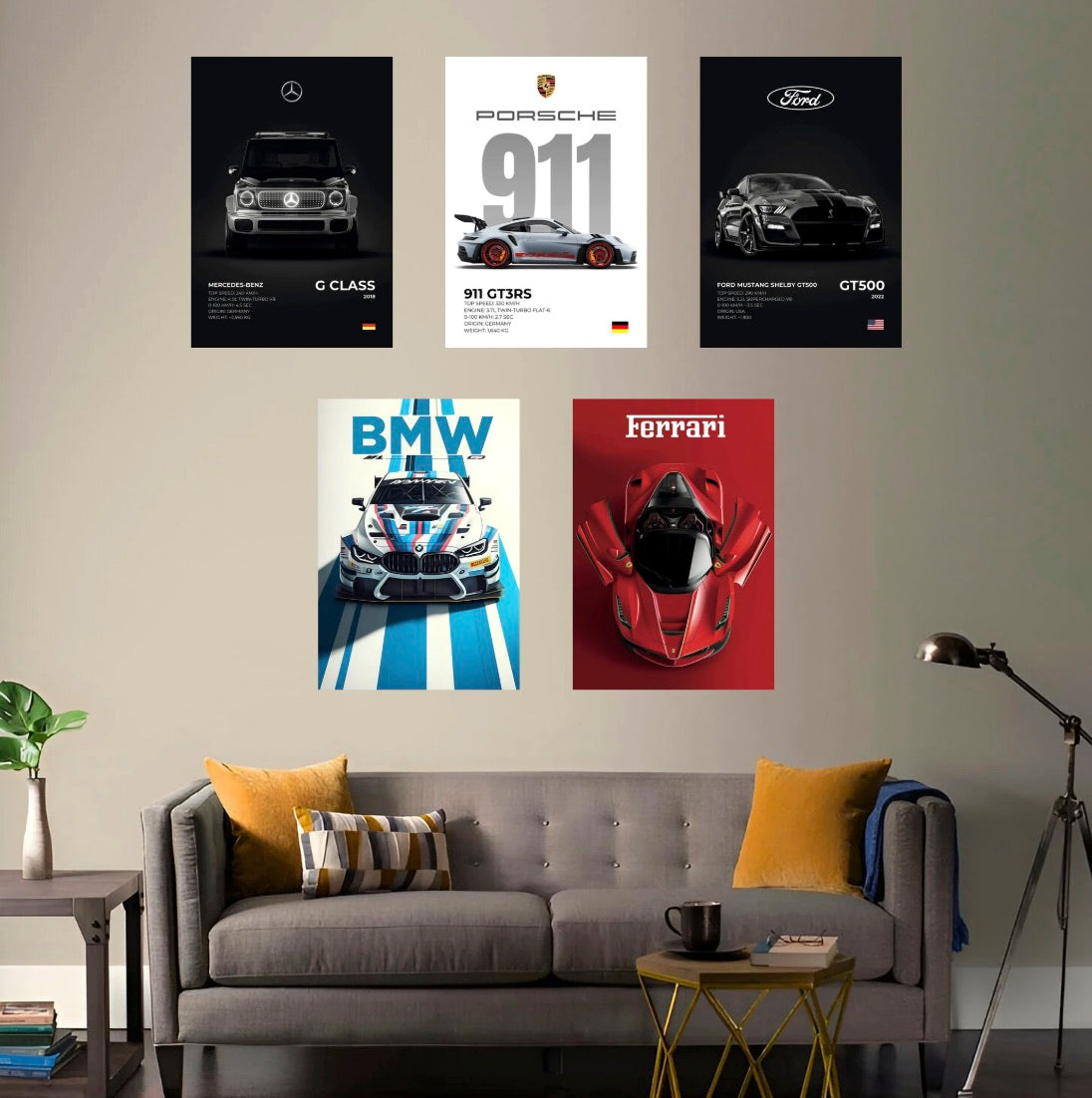 SET OF 5 POSTERS | BEST SELLING LUXURY CARS