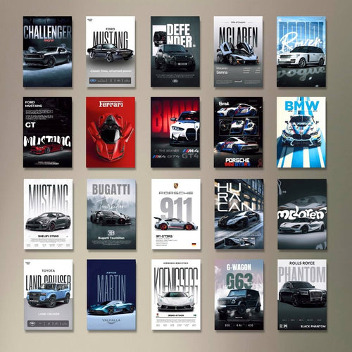 SET OF 20 POSTERS - A | LUXURY CARS | UNFRAMED