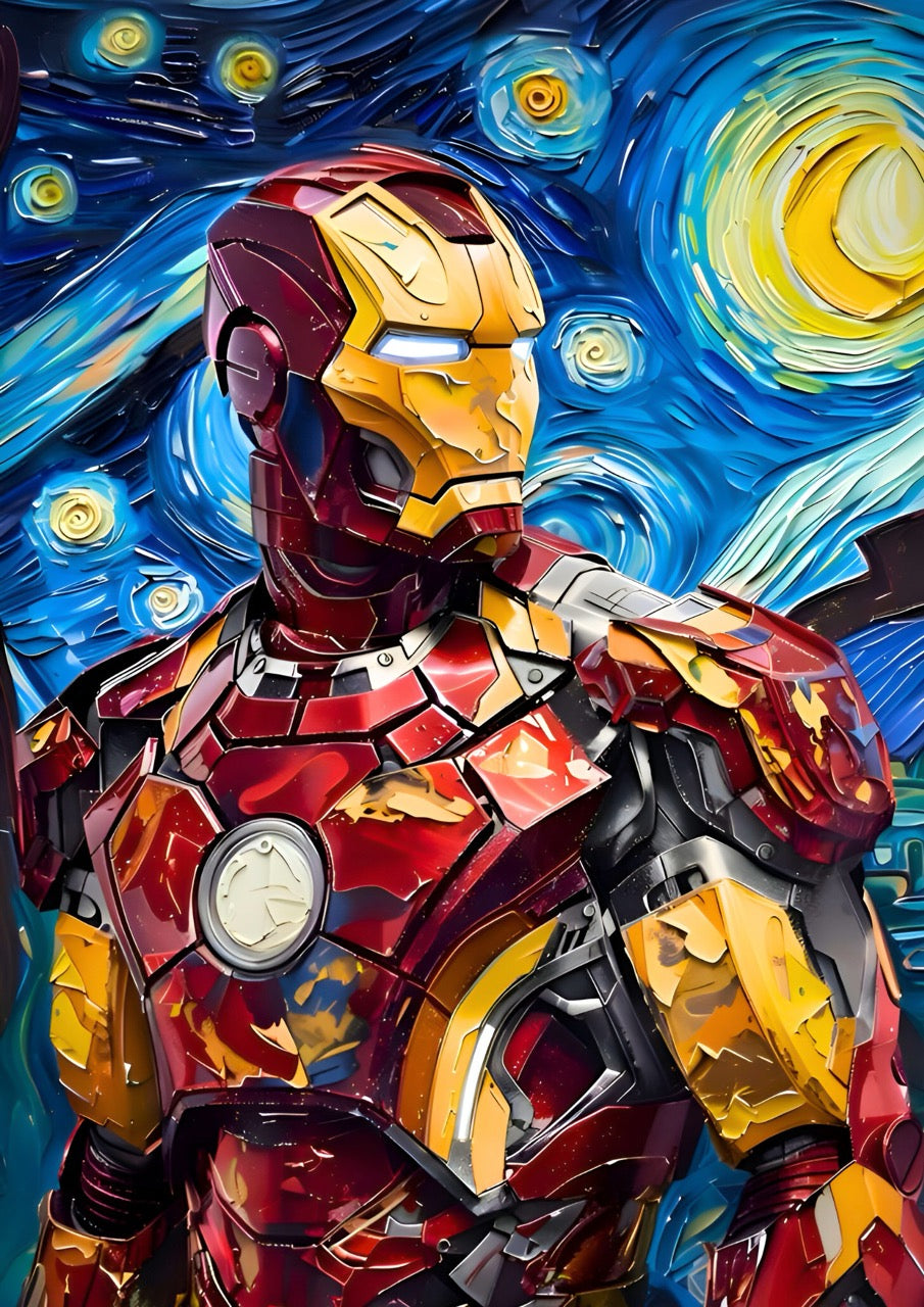  Candid Apricot presents Ironman x Starry Night movie poster and frame.