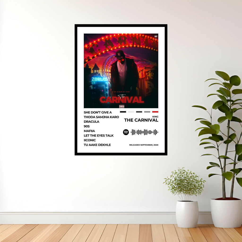 Step into the vibrant world of Carnival with this dynamic album cover poster. A tribute to KING’s infectious melodies, captivating lyrics, and signature style.