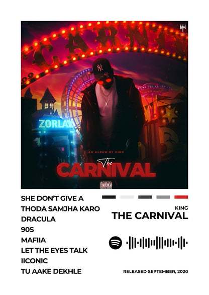 Step into the vibrant world of Carnival with this dynamic album cover poster. A tribute to KING’s infectious melodies, captivating lyrics, and signature style.