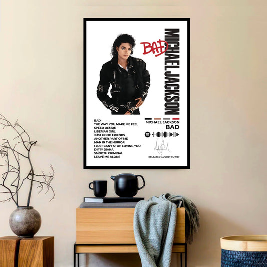 MICHAEL JACKSON - Bad - Celebrate the King of Pop with this iconic&nbsp;Bad album cover poster. Featuring Michael Jackson’s legendary style and electrifying presence, this piece is a must-have for true MJ fans.