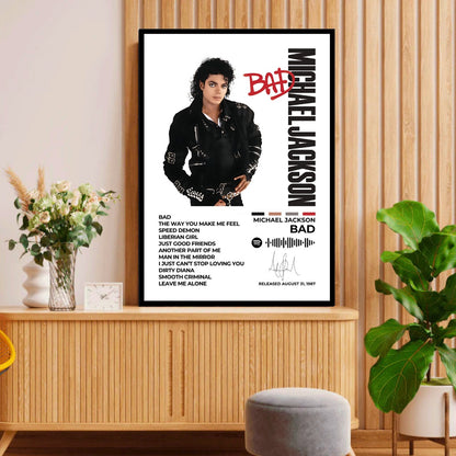 MICHAEL JACKSON - Bad - Celebrate the King of Pop with this iconic&nbsp;Bad album cover poster. Featuring Michael Jackson’s legendary style and electrifying presence, this piece is a must-have for true MJ fans.