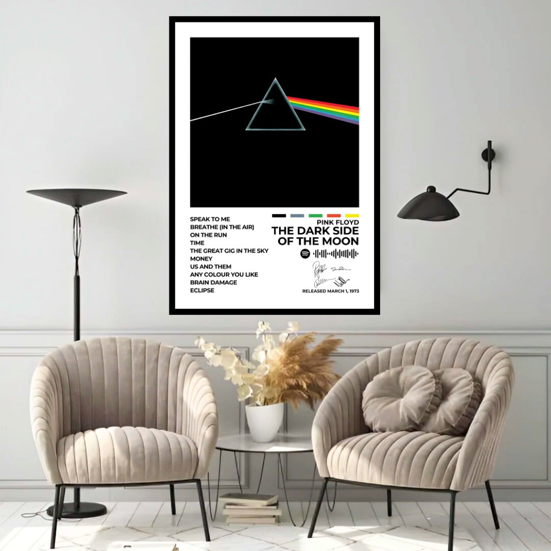 PINK FLOYD - The Dark Side Of The Moon&nbsp;- Own a piece of rock history with this The Dark Side of the Moon album cover poster. Featuring the legendary prism design, this artwork symbolizes the album’s deep and timeless themes. A must-have for Pink Floyd fans and music lovers alike.