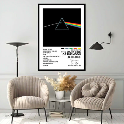 PINK FLOYD - The Dark Side Of The Moon&nbsp;- Own a piece of rock history with this The Dark Side of the Moon album cover poster. Featuring the legendary prism design, this artwork symbolizes the album’s deep and timeless themes. A must-have for Pink Floyd fans and music lovers alike.