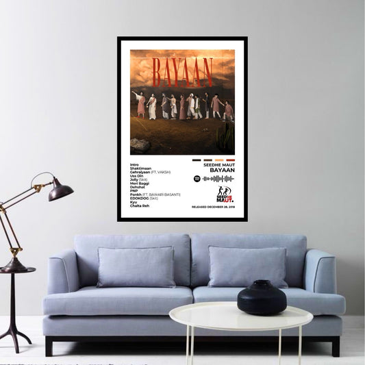 Experience the raw intensity of Bayaan with this powerful album cover poster. A tribute to Seedhe Maut’s hard-hitting lyricism, unapologetic storytelling, and undeniable impact on the hip-hop scene.