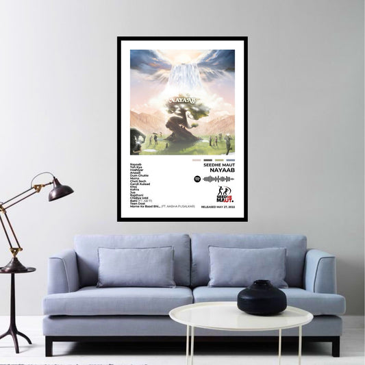 Step into the world of Nayaab with this bold album cover poster. A tribute to Seedhe Maut’s razor-sharp lyricism, dynamic flows, and unfiltered storytelling in the hip-hop landscape.
