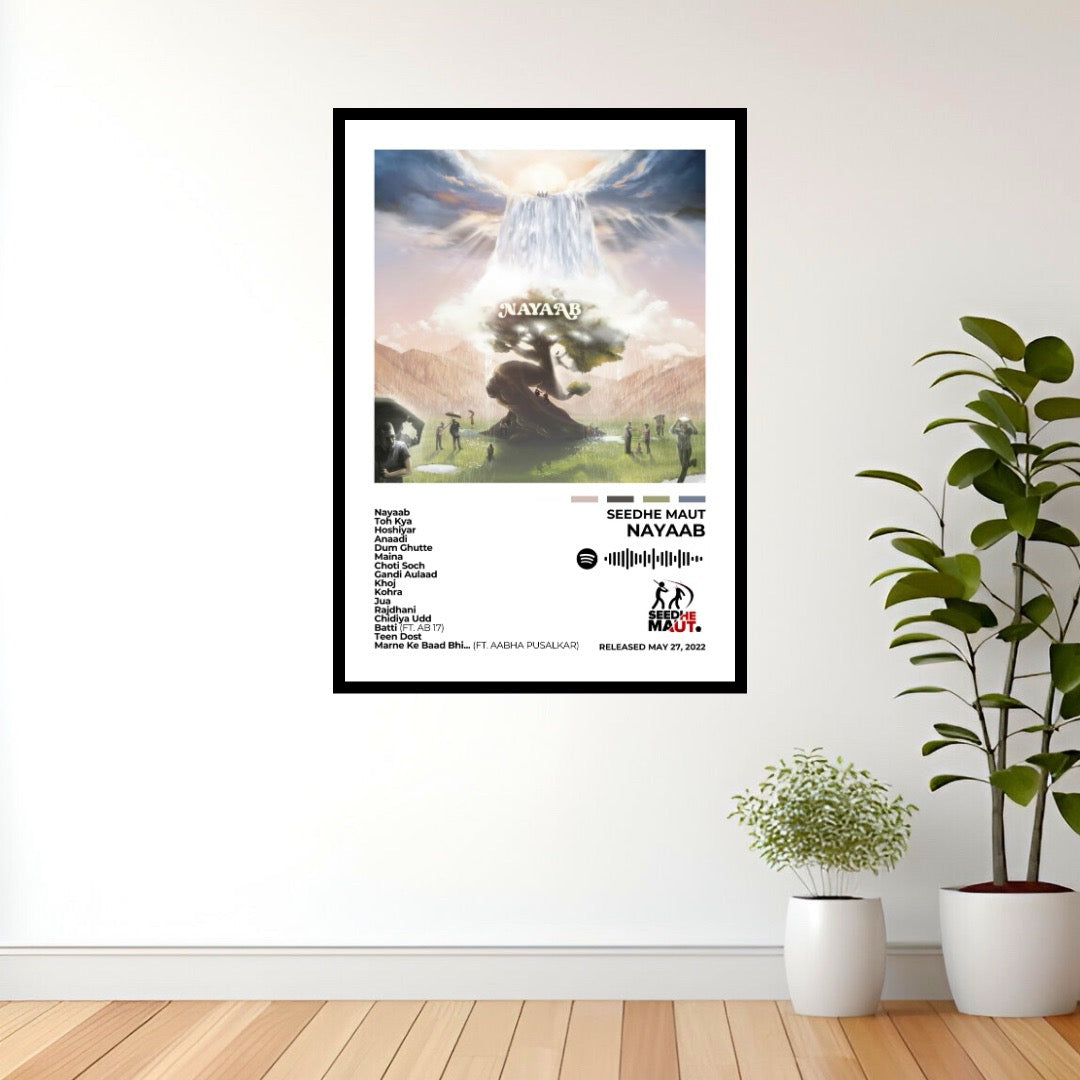 Step into the world of Nayaab with this bold album cover poster. A tribute to Seedhe Maut’s razor-sharp lyricism, dynamic flows, and unfiltered storytelling in the hip-hop landscape.