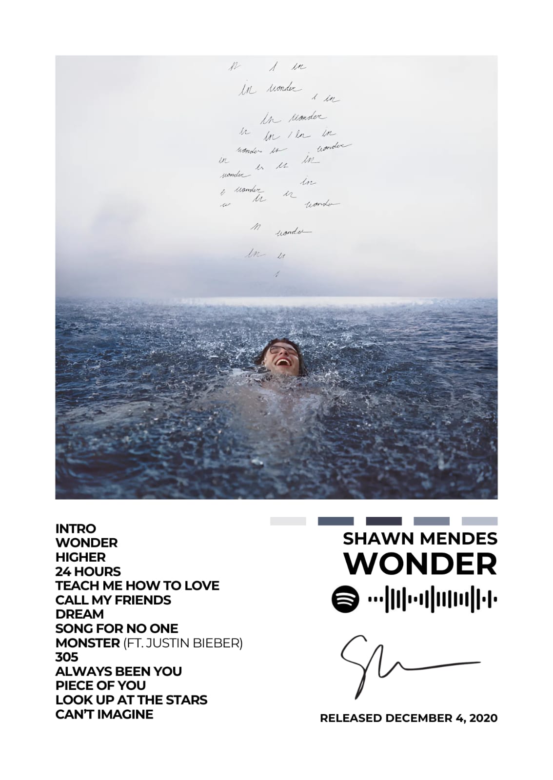 SHAWN MENDES - Wonder - Immerse yourself in the dreamy and heartfelt world of Wonder with this stunning Shawn Mendes album cover poster. A perfect piece for fans who love his soulful voice and inspiring lyrics.