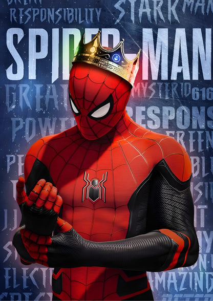 Candid Apricot presents Spider-Man with Crown movie poster and frame.