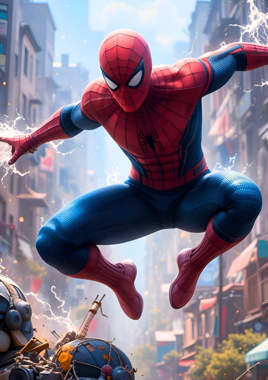 Candid Apricot presents Spider-Verse Action: Spider-Man in Motion movie poster and frame.
