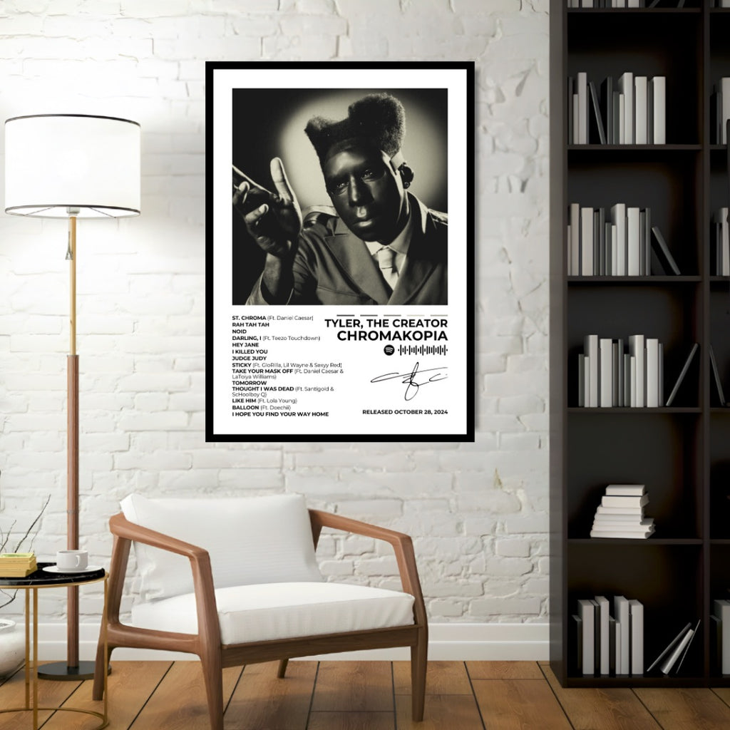 Tyler, The Creator ChromaKoria: This album artwork, presented as a high-quality framed poster. Perfect for home decor and inspiration, this premium-quality HD print adds a stylish vibe to any space. A must-have for music lovers and collectors!